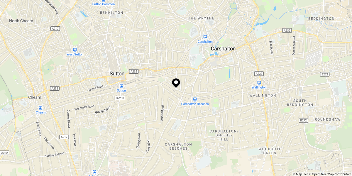Approximate location of Banstead Road, Carshalton, SM5 3NS