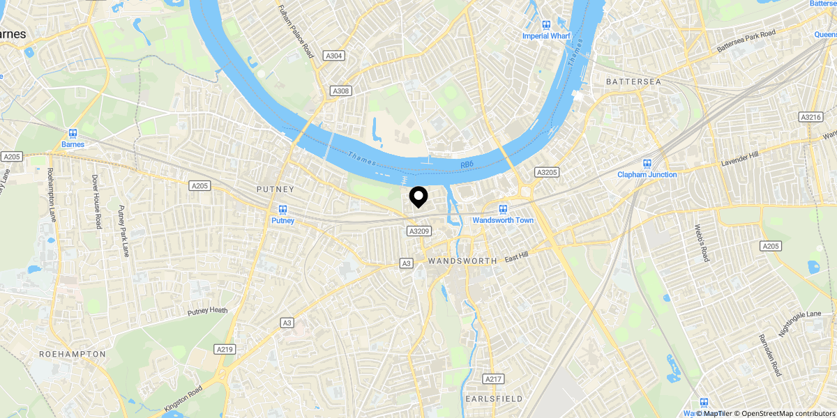 Approximate location of Point Pleasant, London, SW18 1PT